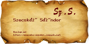 Szecskó Sándor névjegykártya