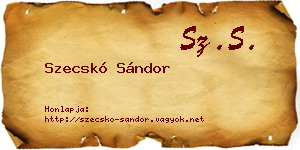 Szecskó Sándor névjegykártya